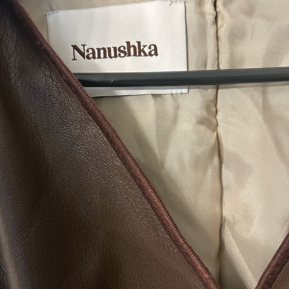 Nanushka Chocolate Leather Tie Jacket - Picture 2 of 4